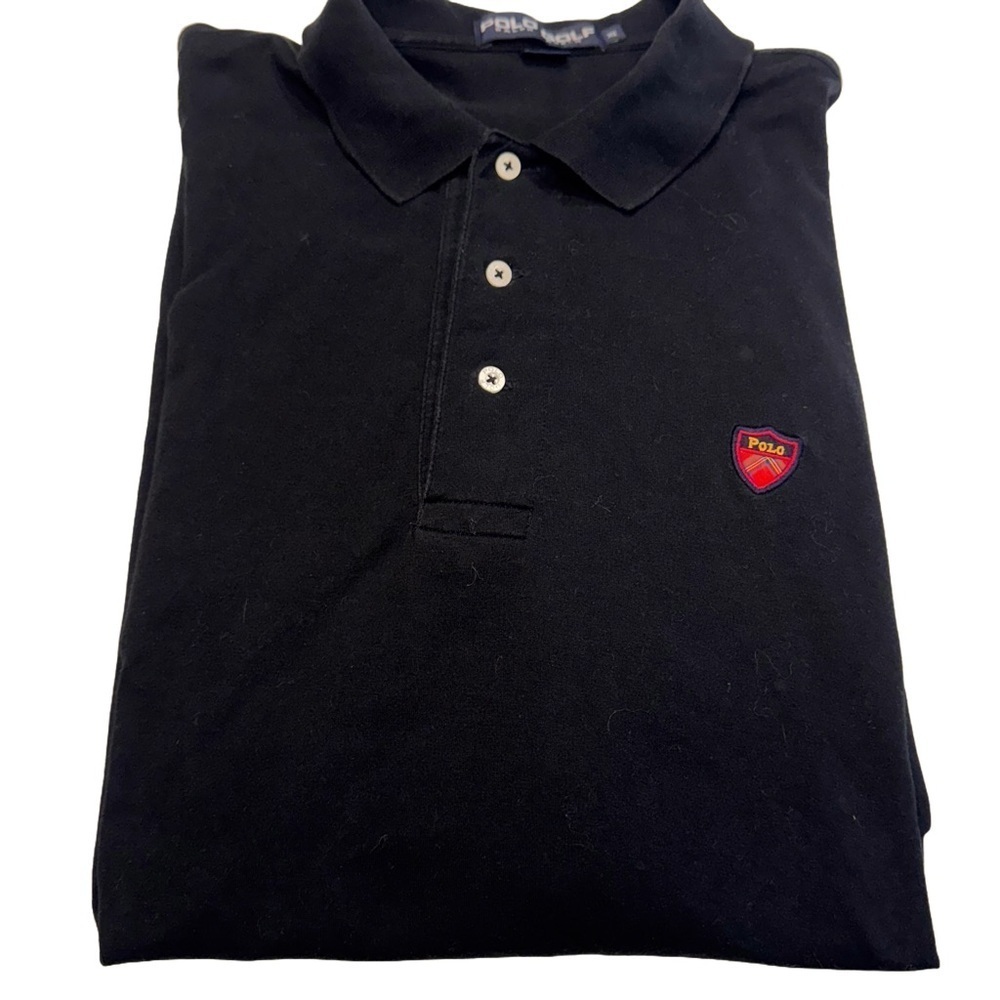 Vintage Polo Golf  Ralph Lauren Shirt Mens XL Black Shield Logo Polo